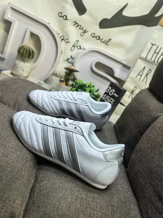 Adidas White Silver Quilted Upper Three-Stripe Side Panel Lifestyle Sneakers 7