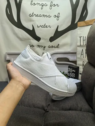 Adidas White Slip-On Elastic Strap Lifestyle Sneakers 5