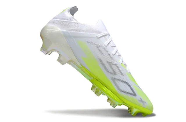 Adidas White Yellow Low-Cut Sock-Fit Upper Firm-Ground Soccer Shoes 2