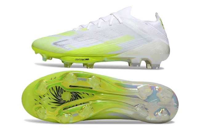 Adidas White Yellow Low-Cut Sock-Fit Upper Firm-Ground Soccer Shoes 6