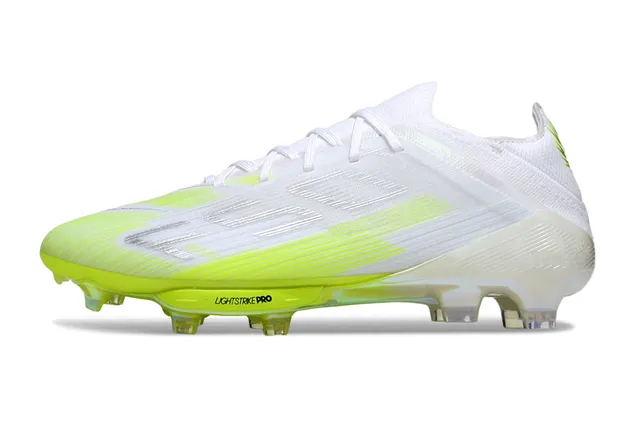 Adidas White Yellow Low-Cut Sock-Fit Upper Firm-Ground Soccer Shoes 7