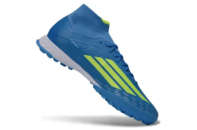 Adidas X Bleu Jaune Haut-Coupé Col Chaussette Ajusté Synthétique Texturé Supérieur Chaussures de Football Turf 2