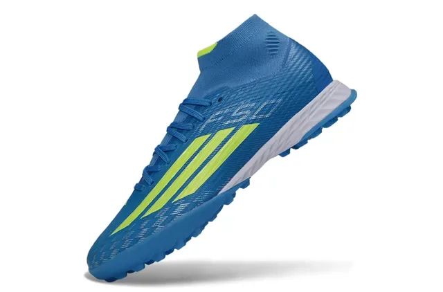Adidas X Bleu Jaune Haut-Coupé Col Chaussette Ajusté Synthétique Texturé Supérieur Chaussures de Football Turf 3