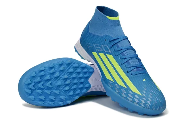 Adidas X Bleu Jaune Haut-Coupé Col Chaussette Ajusté Synthétique Texturé Supérieur Chaussures de Football Turf 4