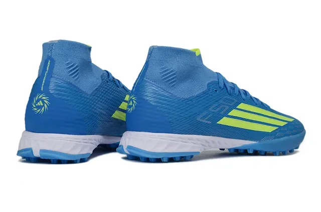 Adidas X Bleu Jaune Haut-Coupé Col Chaussette Ajusté Synthétique Texturé Supérieur Chaussures de Football Turf 5