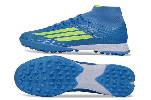 Adidas X Bleu Jaune Haut-Coupé Col Chaussette Ajusté Synthétique Texturé Supérieur Chaussures de Football Turf 6