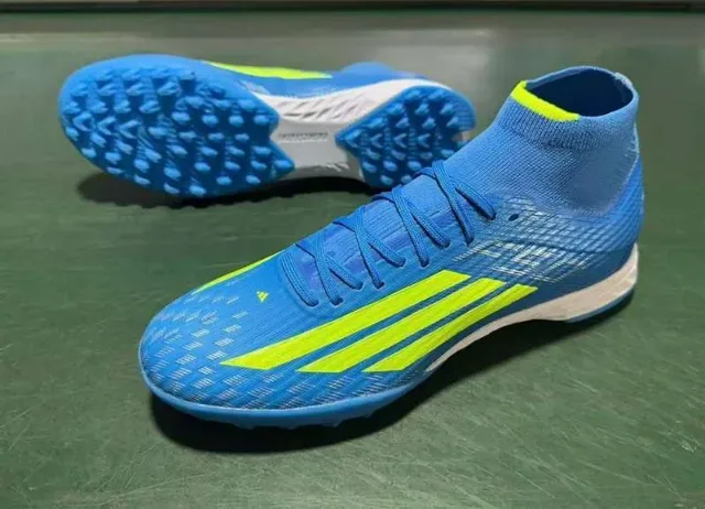Adidas X Bleu Jaune Haut-Coupé Col Chaussette Ajusté Synthétique Texturé Supérieur Chaussures de Football Turf 8