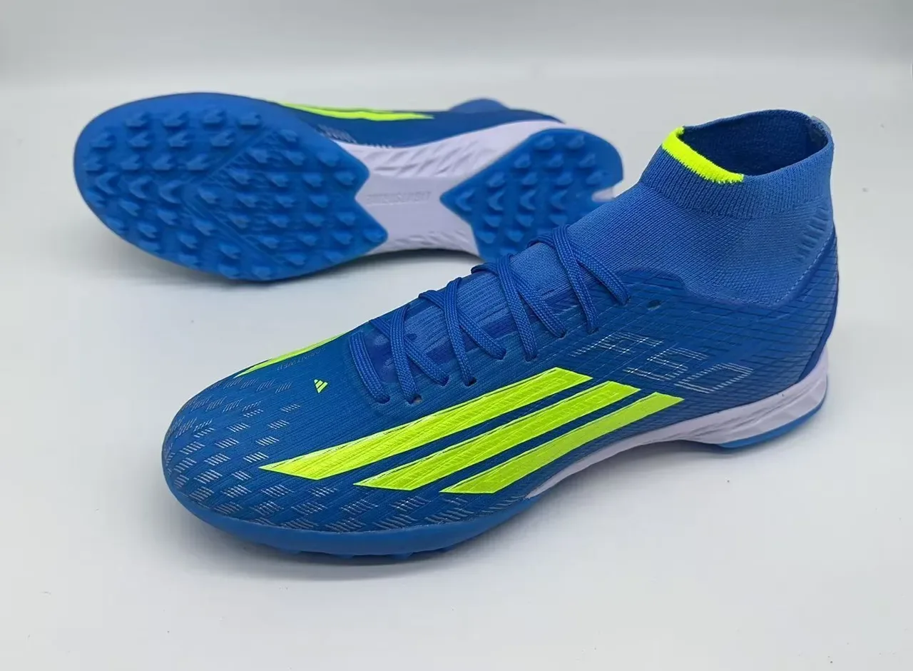 Adidas X Bleu Jaune Haut-Coupé Col Chaussette Ajusté Synthétique Texturé Supérieur Chaussures de Football Turf 10