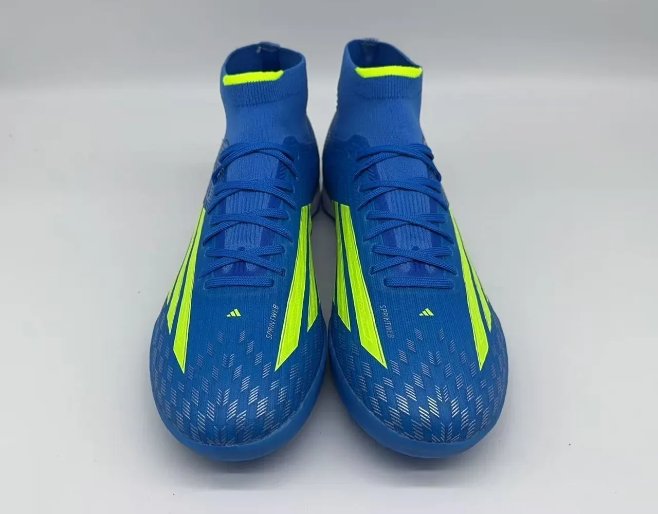 Adidas X Bleu Jaune Haut-Coupé Col Chaussette Ajusté Synthétique Texturé Supérieur Chaussures de Football Turf 12