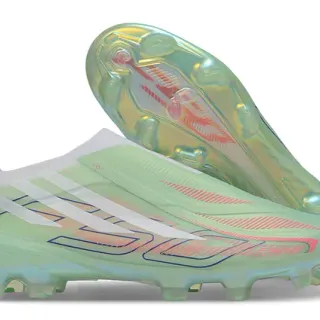 Adidas X Green Pink Laceless Sock-Fit Iridescent Translucent Upper Firm-Ground Soccer Shoes