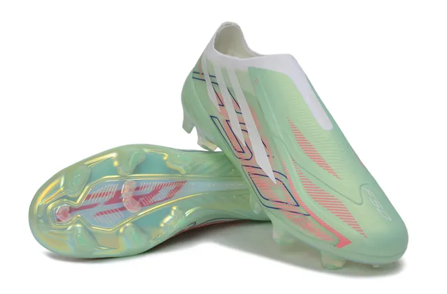 Adidas X Green Pink Laceless Sock-Fit Iridescent Translucent Upper Firm-Ground Soccer Shoes 4