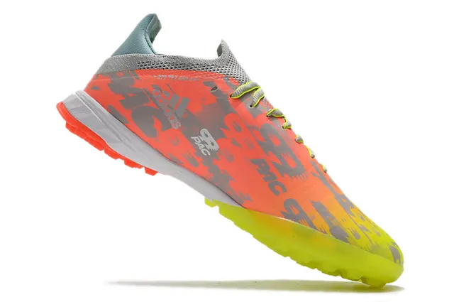 Adidas X Orange Yellow Zapatos de fútbol de hierba artificial de corte bajo con superposición de camuflaje digital y upper sintético 2