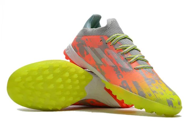 Adidas X Orange Yellow Zapatos de fútbol de hierba artificial de corte bajo con superposición de camuflaje digital y upper sintético 4