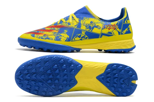 Adidas X Jaune Noir Chaussures de Football Turf à Coupe Basse avec Upper Synthétique Overlay de Maillage Gradiente 14