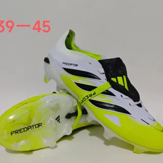 Adidas Yellow Black Laceless Strap Closure Fluorescent Gradient Upper Firm-Ground Soccer Shoes