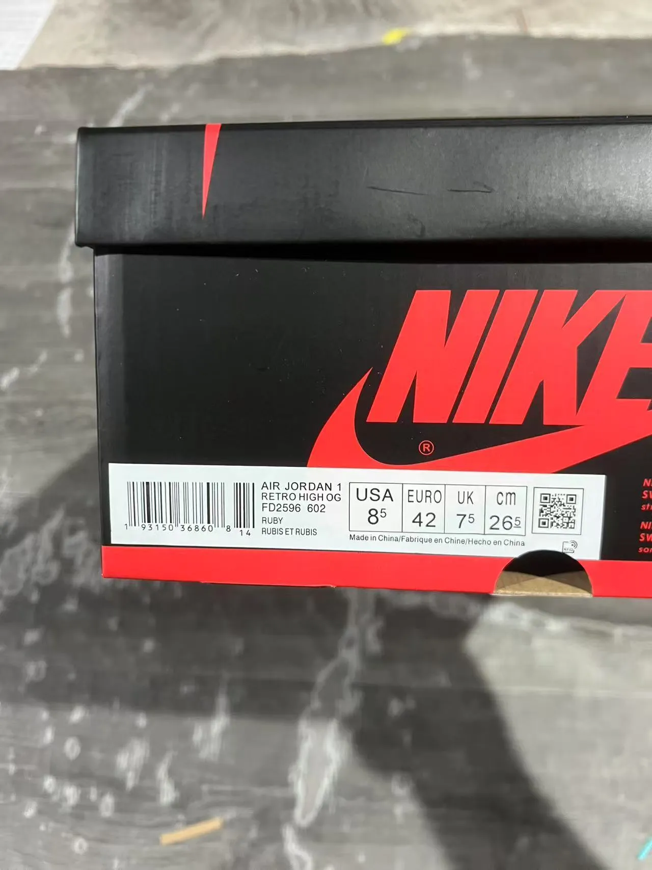 Air Jordan 1 High Glitter Red Black White Basketball Shoes 7