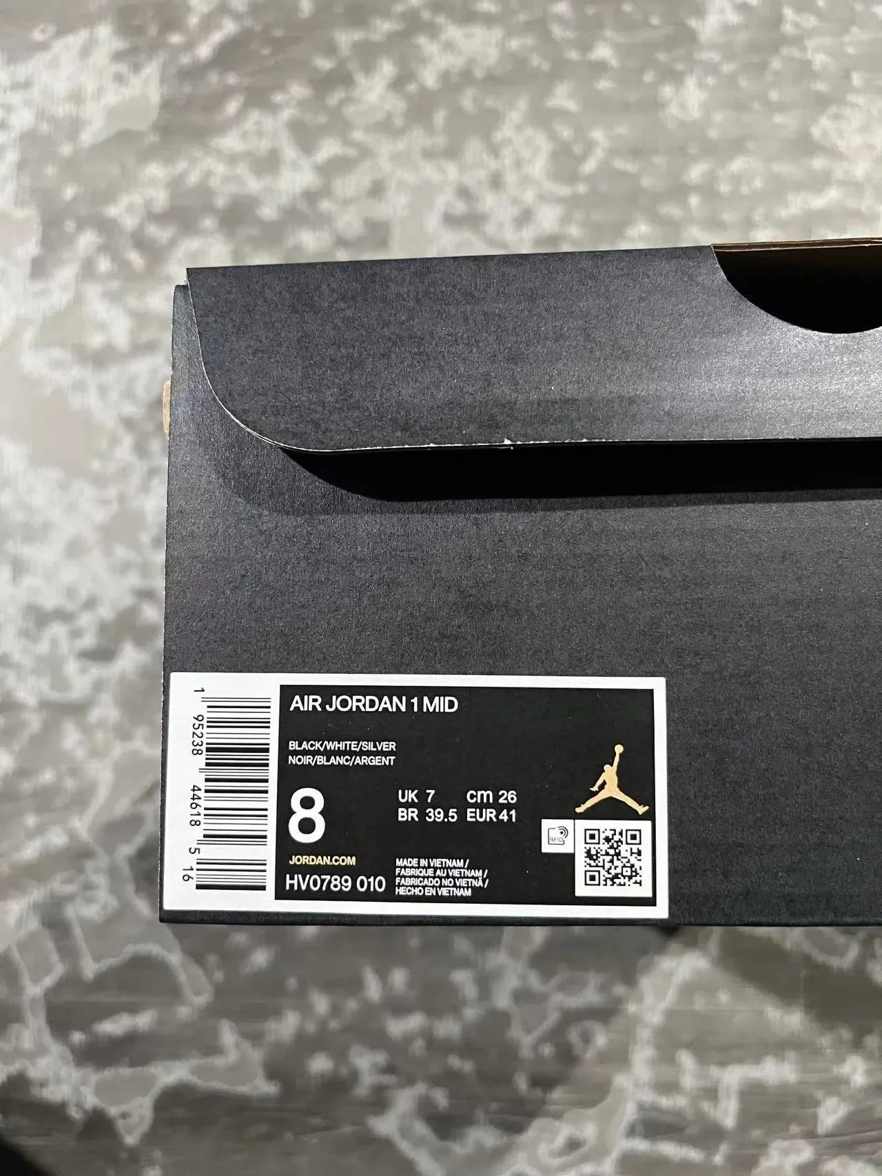 Air Jordan 1 High Noir Brillant Blanc Argent Métallique Chaussures de Basketball 9