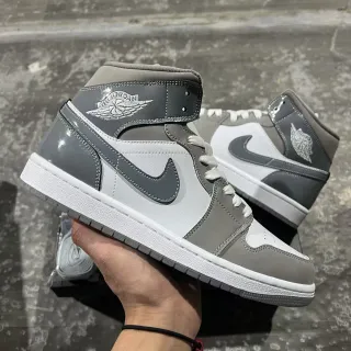Air Jordan 1 High Top Cinza Tênis de Basquete de Couro Patentado e Couro