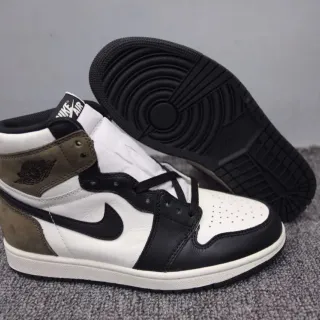 Air Jordan 1 High White Black Olive Green Basketball Shoes