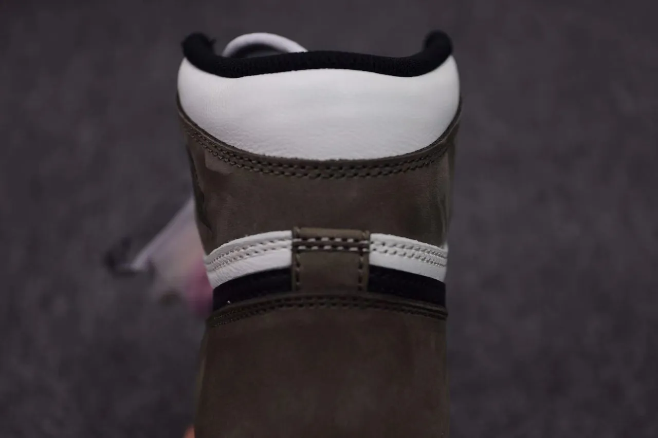 Air Jordan 1 High White Black Olive Green Basketball Shoes 7