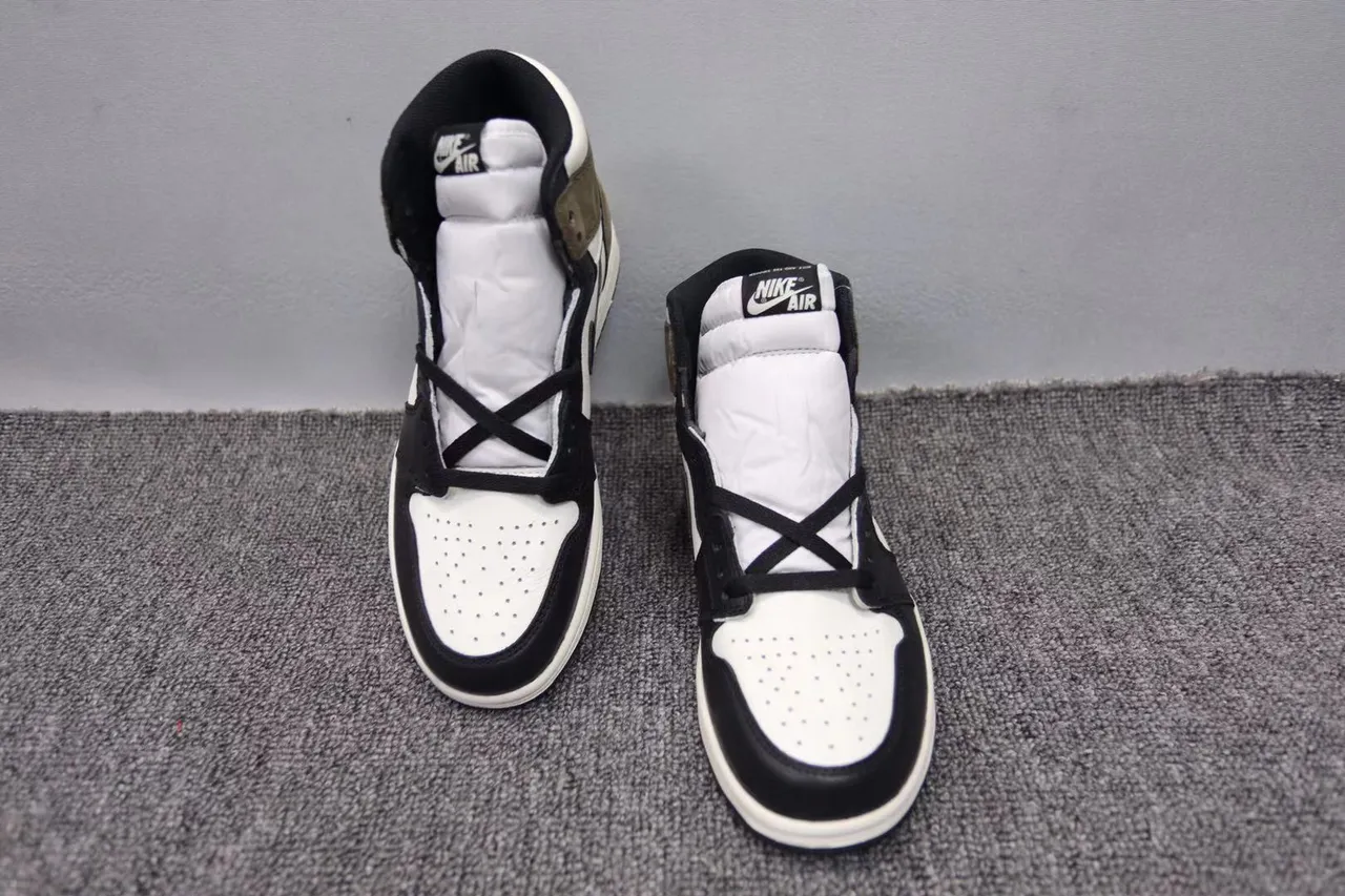 Air Jordan 1 High White Black Olive Green Basketball Shoes 10