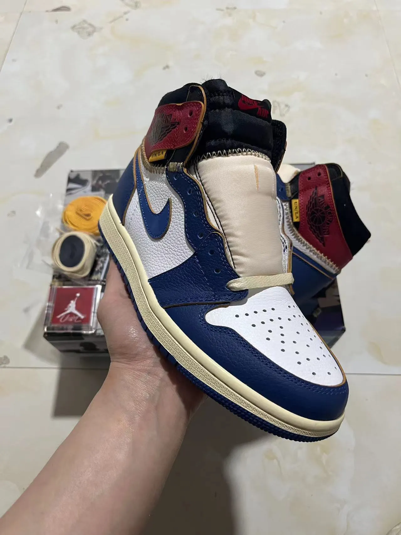 Air Jordan 1 High Zip Navy White Red Cream Basketball Shoes 2