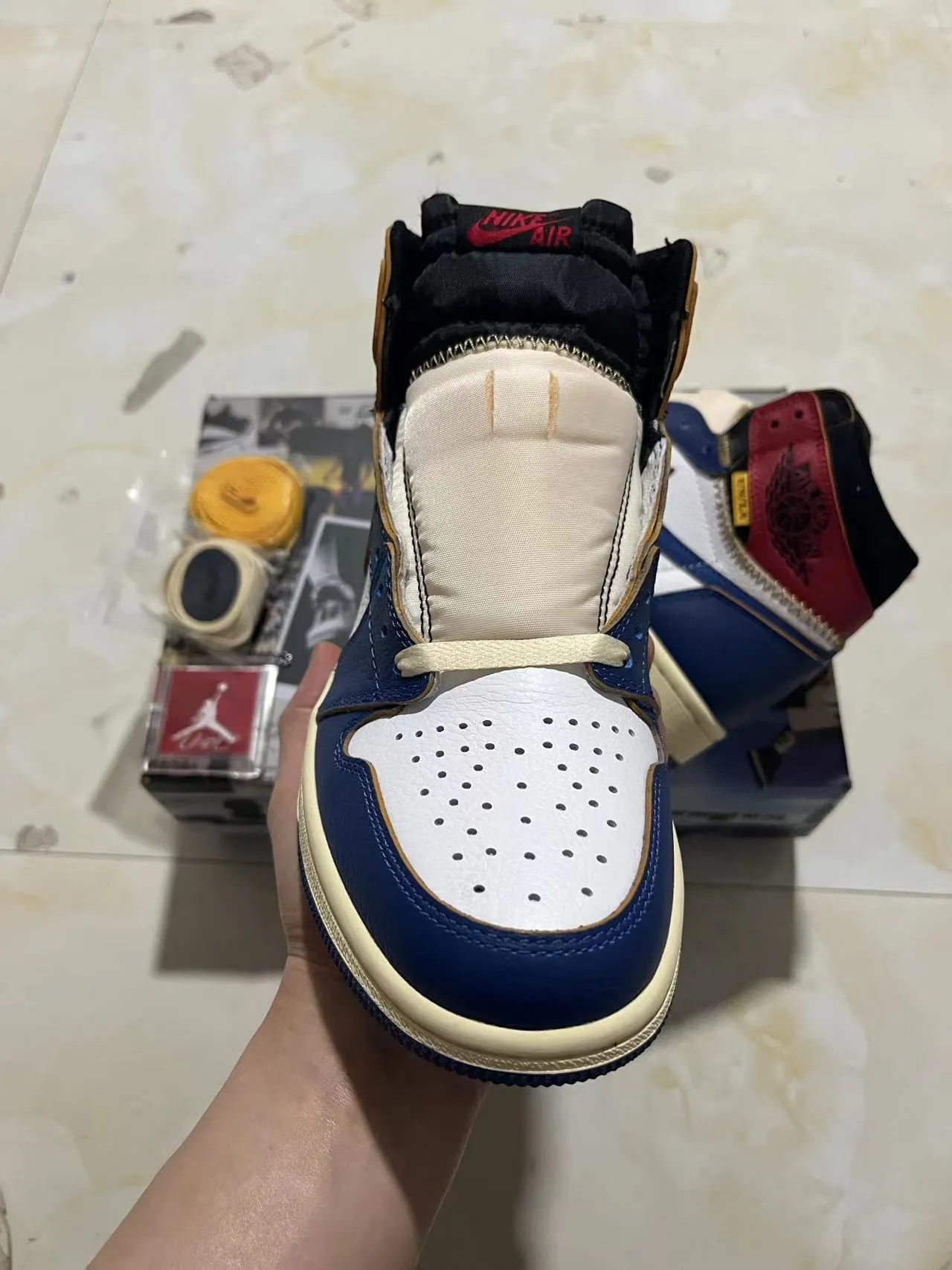 Air Jordan 1 High Zip Navy White Red Cream Basketball Shoes 3
