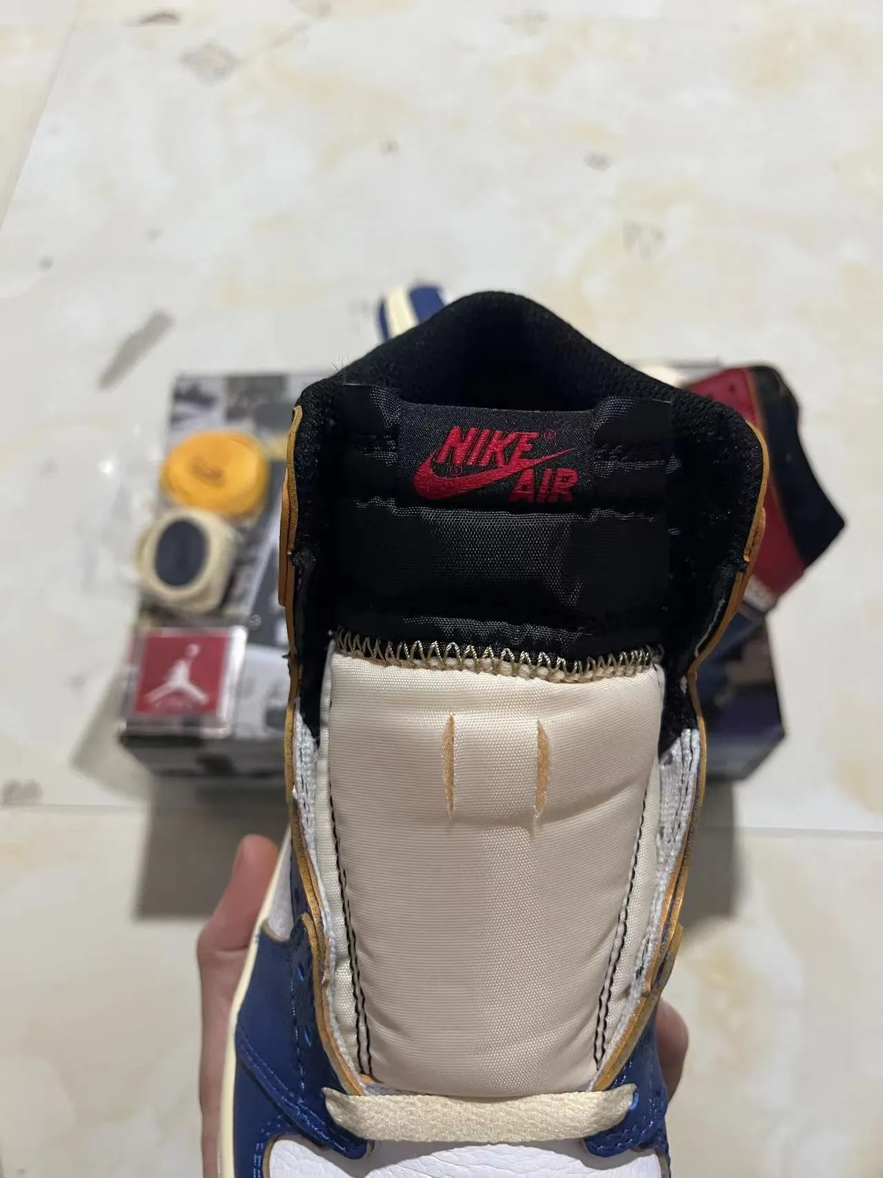 Air Jordan 1 High Zip Navy White Red Cream Basketball Shoes 4