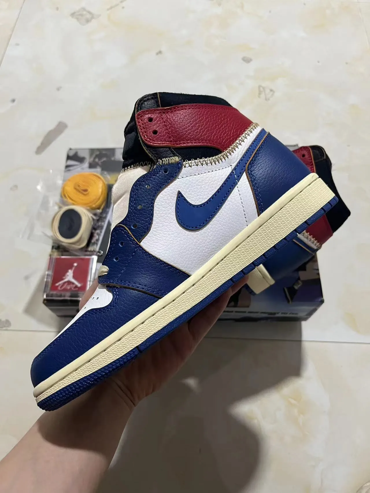 Air Jordan 1 High Zip Navy White Red Cream Basketball Shoes 5