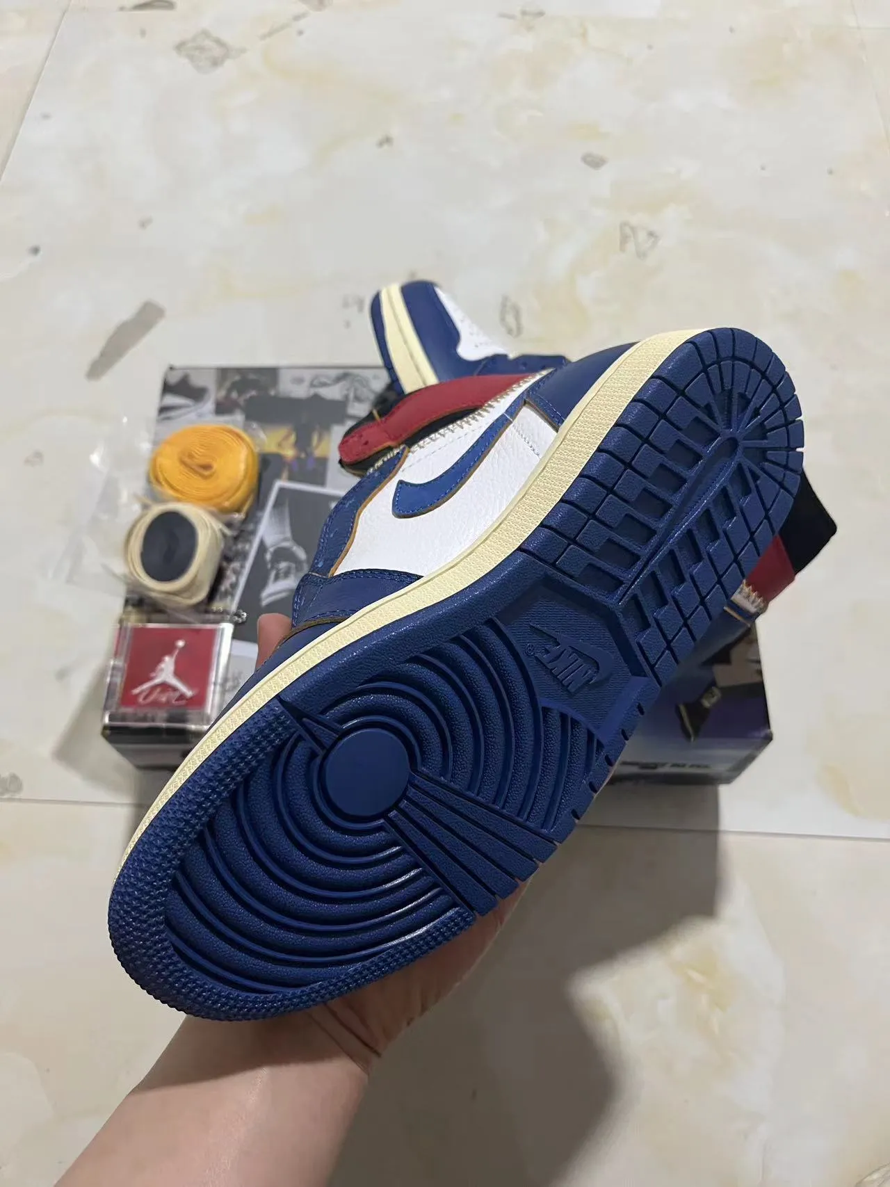 Air Jordan 1 High Zip Navy White Red Cream Basketball Shoes 6