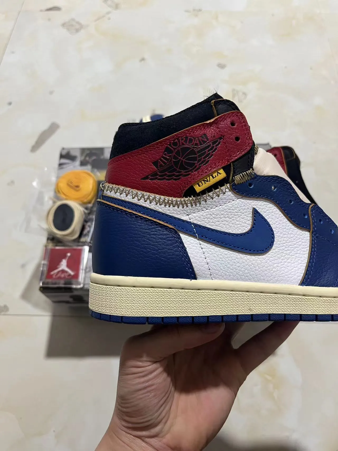 Air Jordan 1 High Zip Navy White Red Cream Basketball Shoes 7