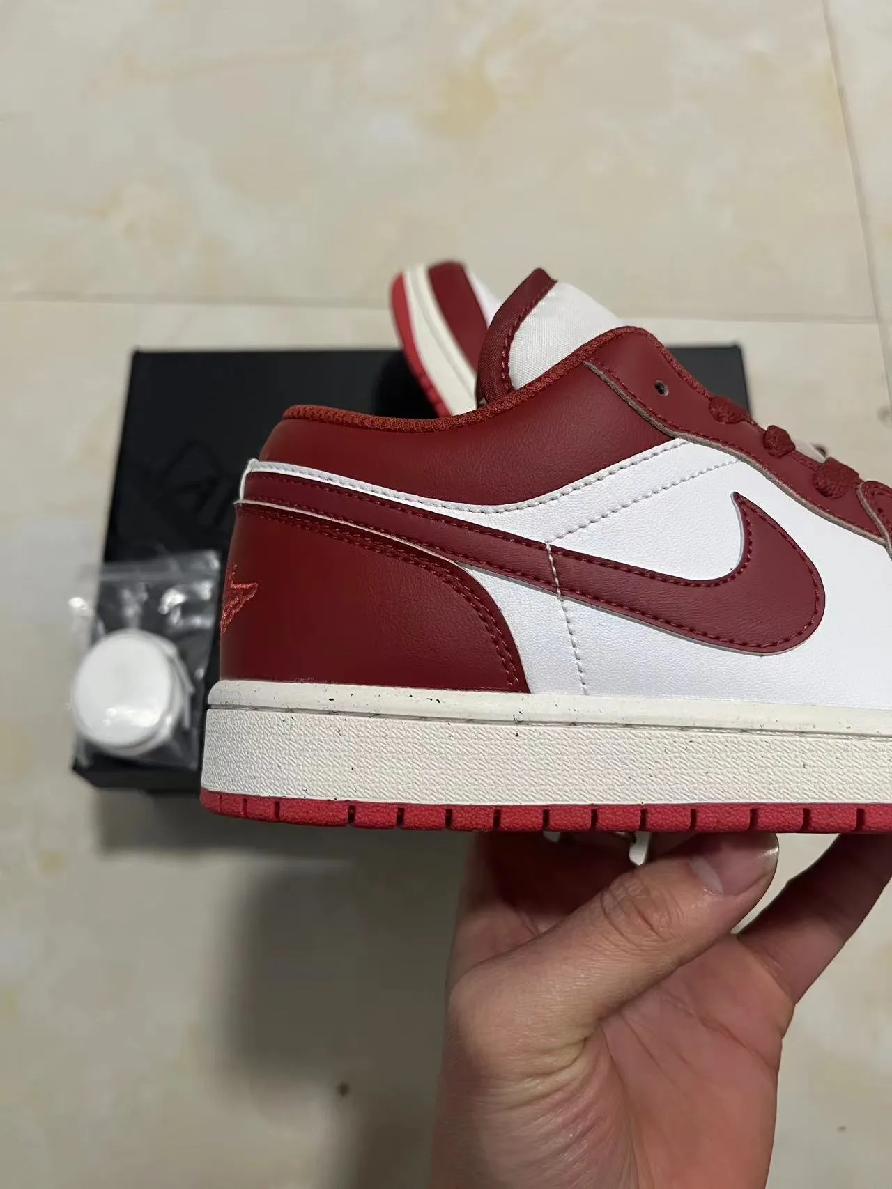 Air Jordan 1 Low Red and White Leather Lifestyle Sneakers 7