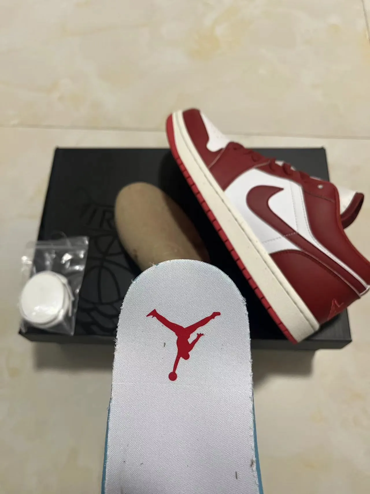 Air Jordan 1 Low Red and White Leather Lifestyle Sneakers 10