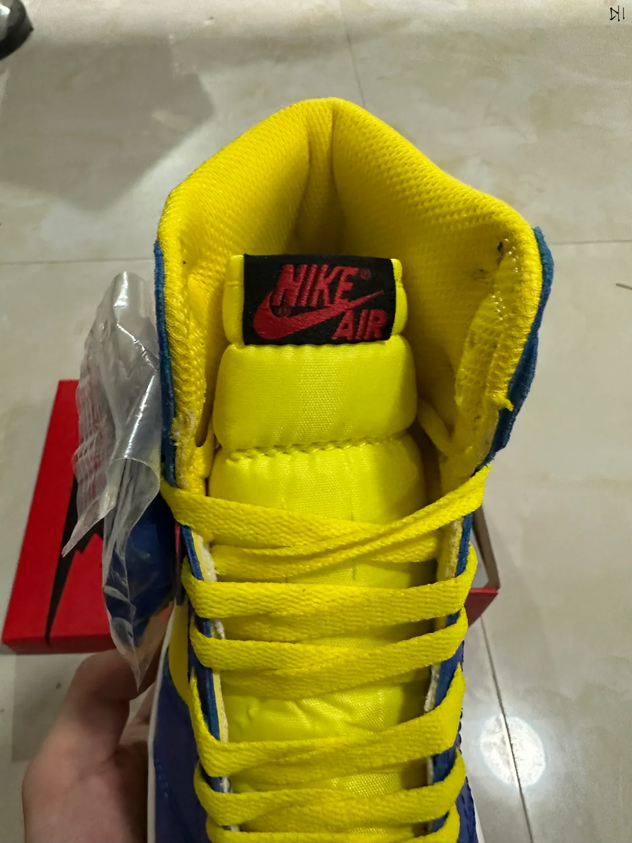 Air Jordan 1 Royal Blue and Yellow High-Top Basketball Shoes 4