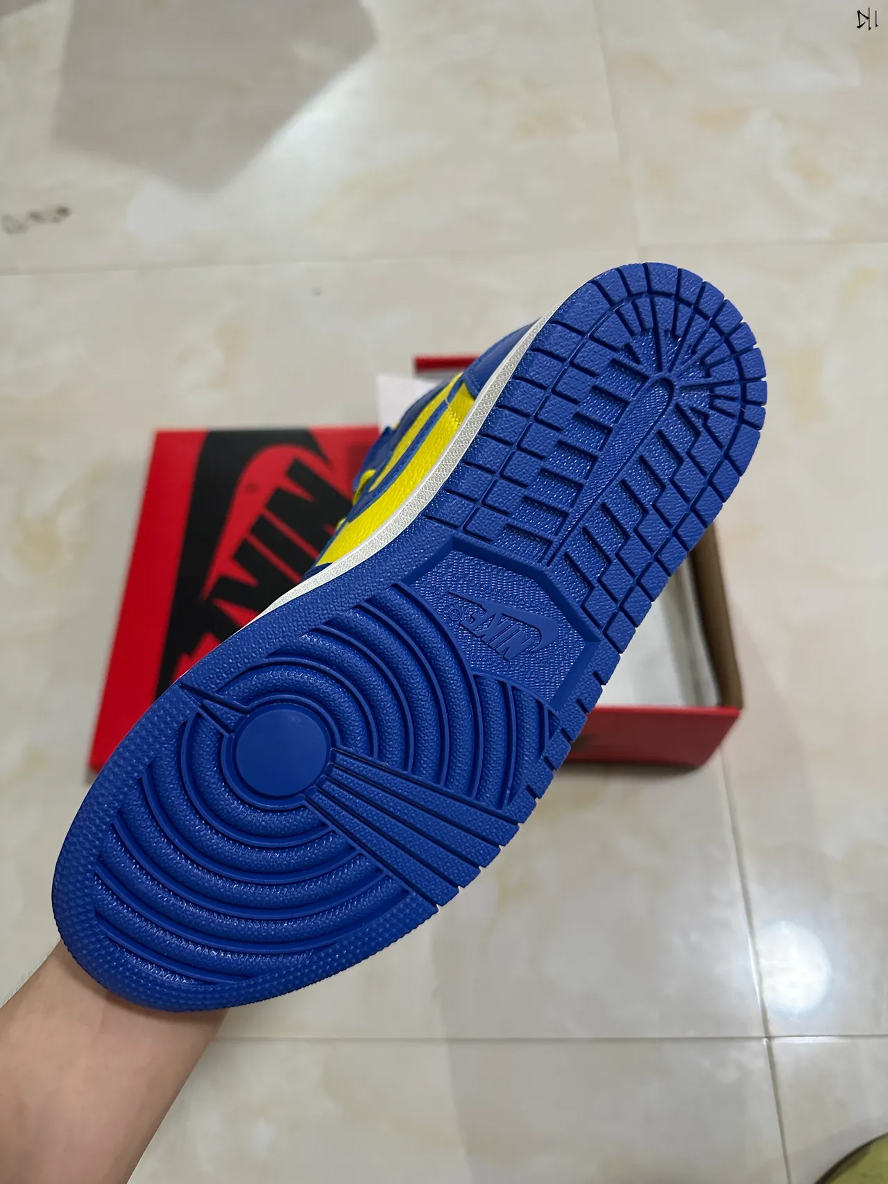 Air Jordan 1 Royal Blue and Yellow High-Top Basketball Shoes 6