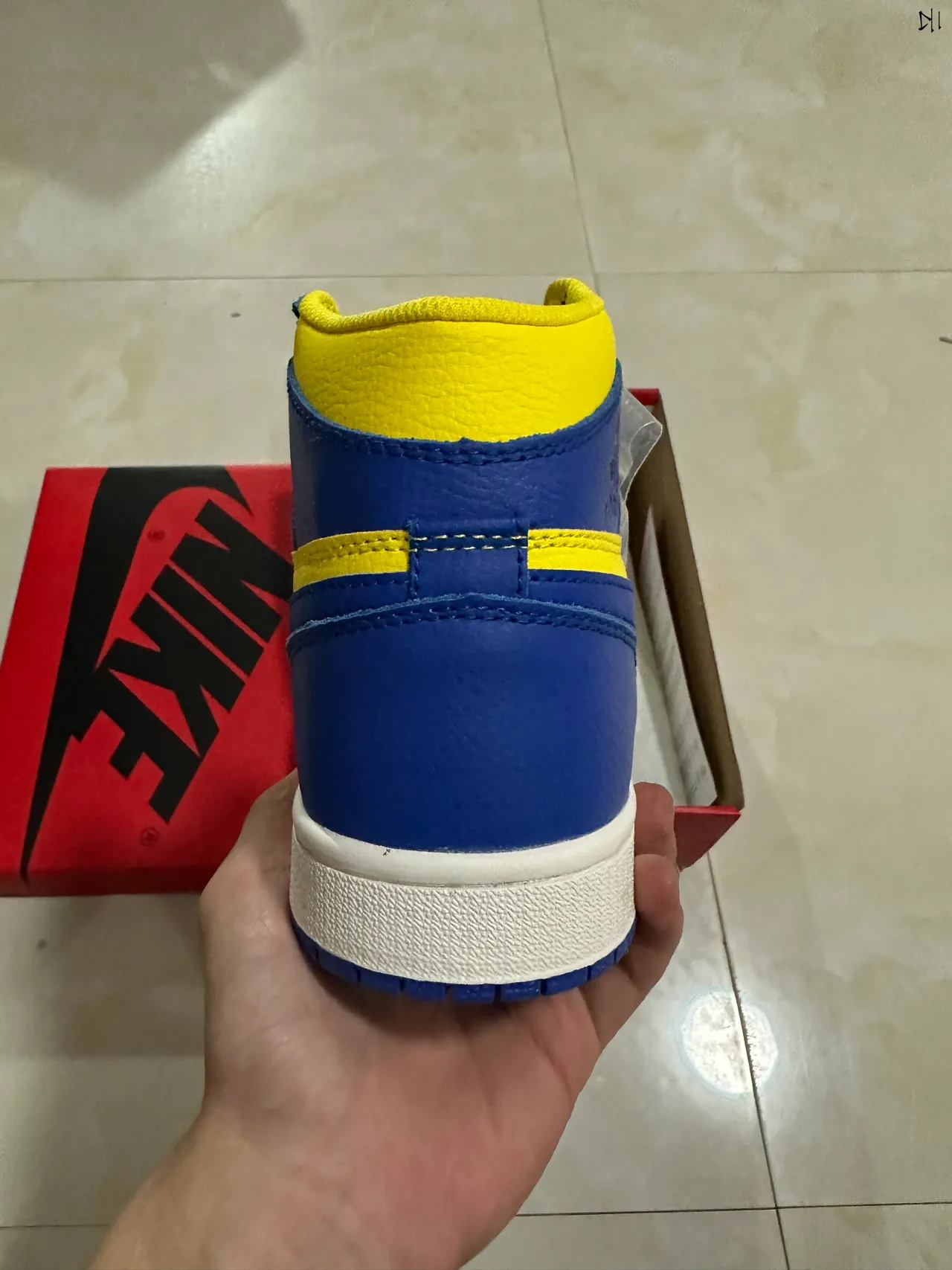 Air Jordan 1 Royal Blue and Yellow High-Top Basketball Shoes 7