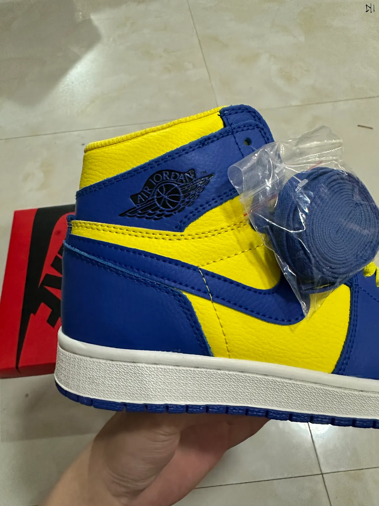 Air Jordan 1 Royal Blue and Yellow High-Top Basketball Shoes 8