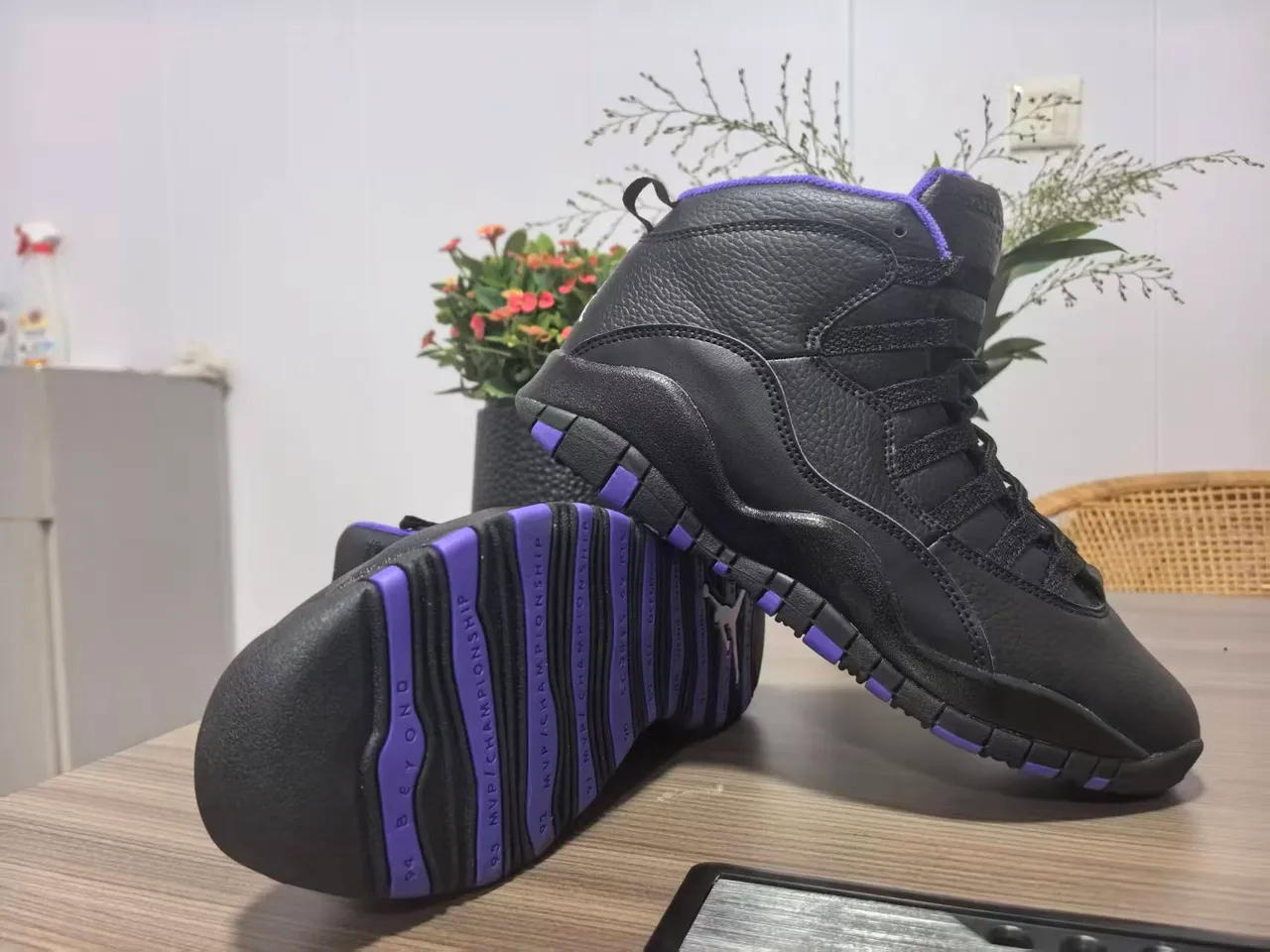 Air Jordan 10 Black Purple Career Milestones Basketball Shoes 3