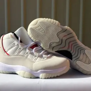 Air Jordan 11 Beige Red High-Top Mesh And Synthetic Upper Basketball Shoes