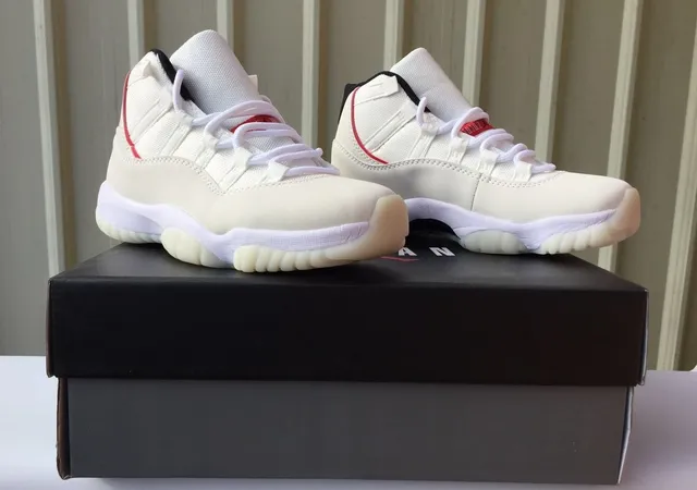 Air Jordan 11 Beige Red High-Top Mesh And Synthetic Upper Basketball Shoes 3
