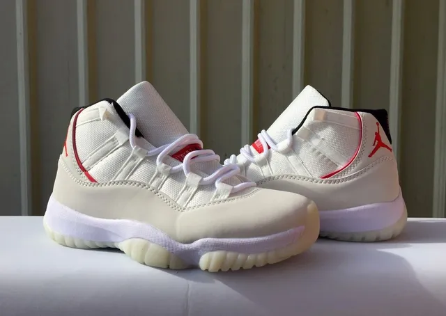 Air Jordan 11 Beige Red High-Top Mesh And Synthetic Upper Basketball Shoes 5
