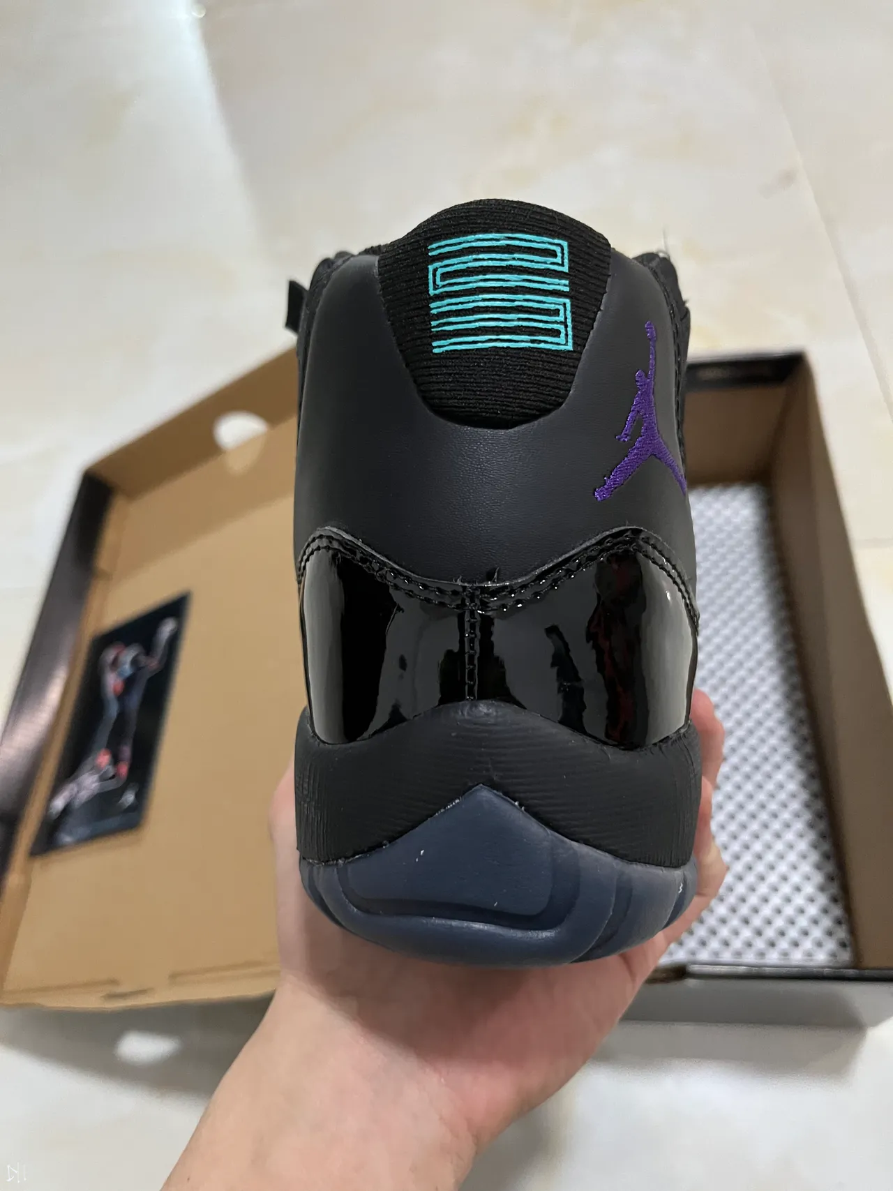 Air Jordan 11 Black Purple Jumpman Basketball Shoes 6
