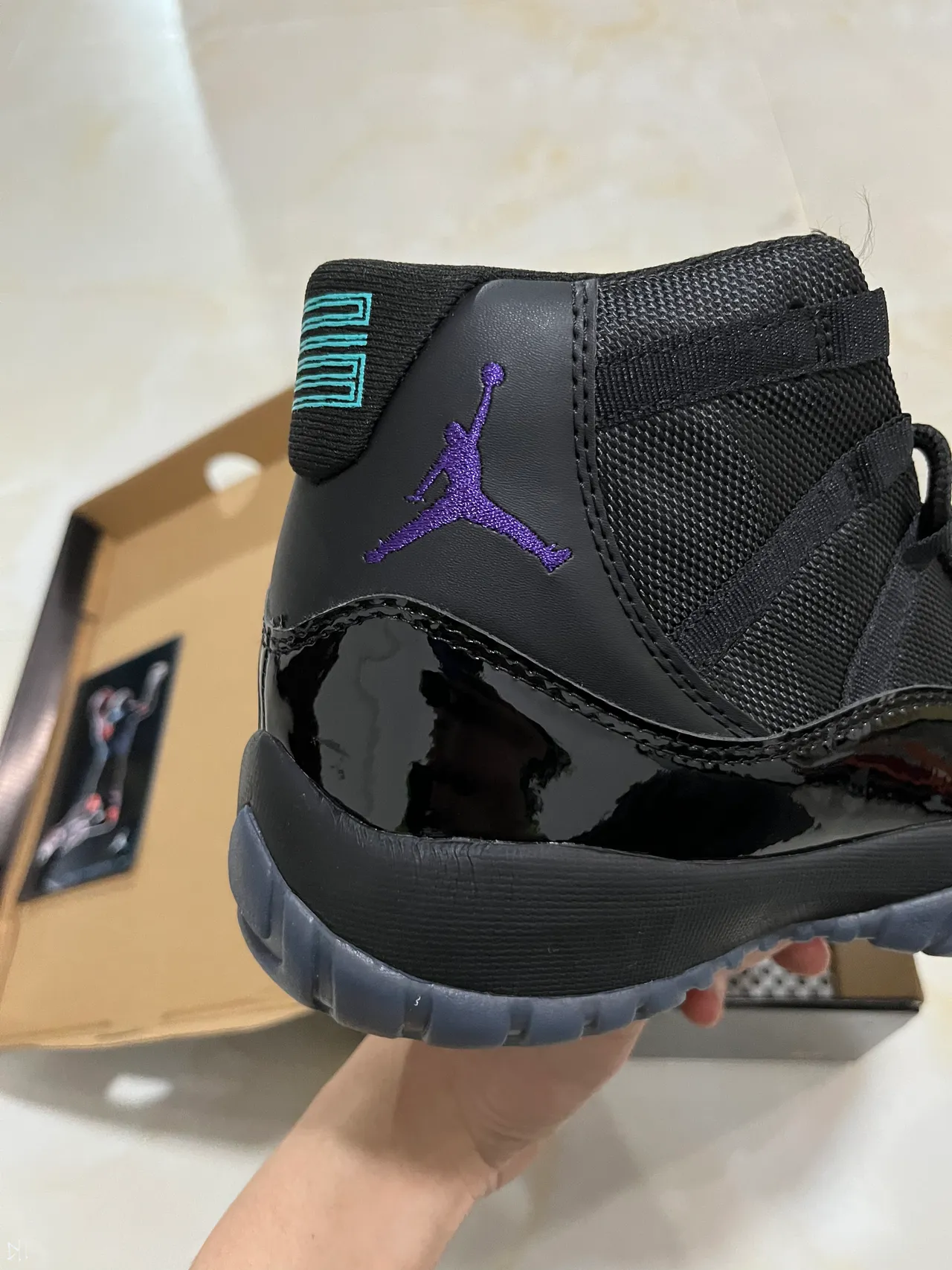 Air Jordan 11 Black Purple Jumpman Basketball Shoes 7