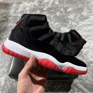 Air Jordan 11 Black Red Velvet High-Top Basketball Shoes