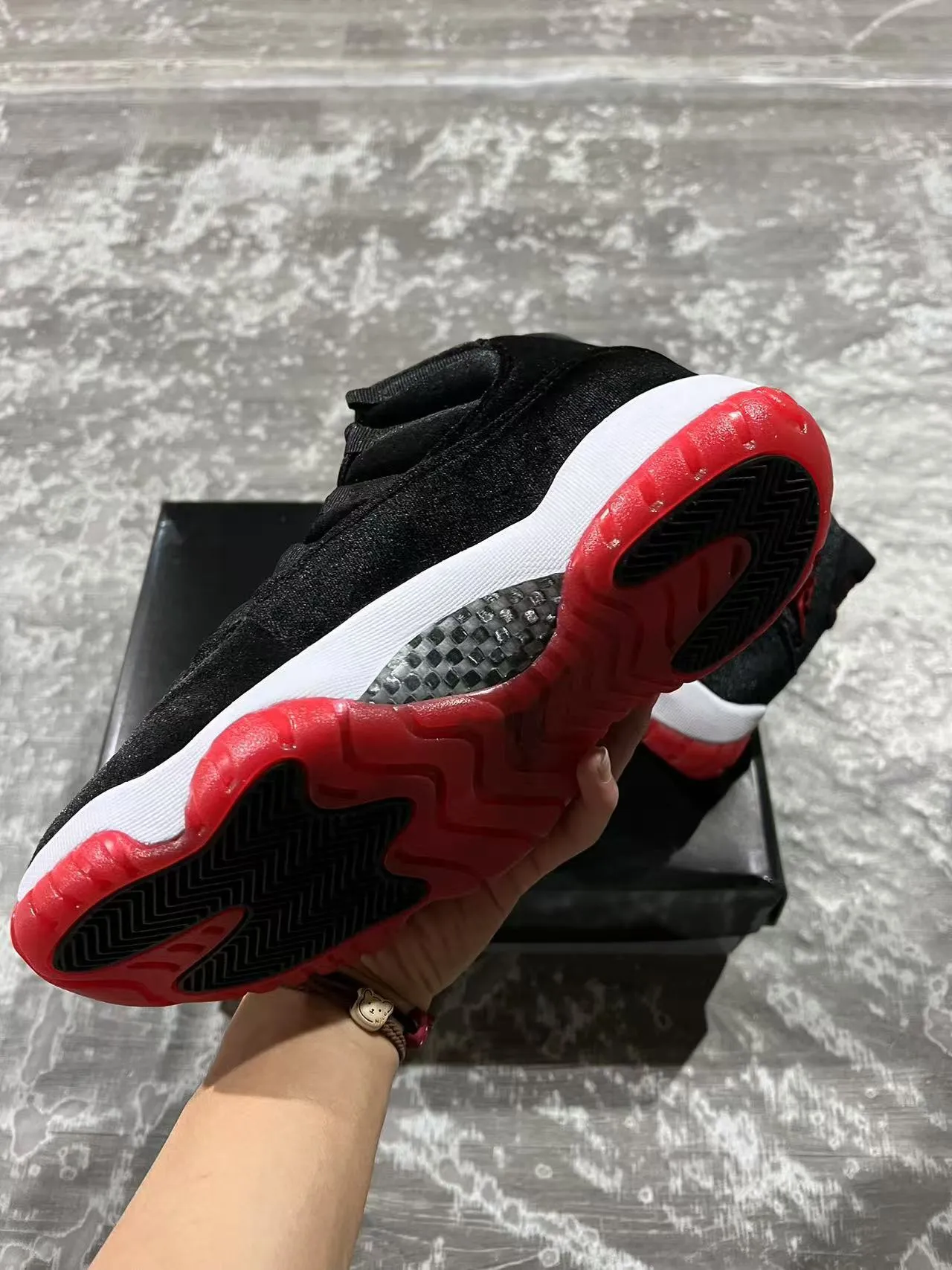 Air Jordan 11 Black Red Velvet High-Top Basketball Shoes 6