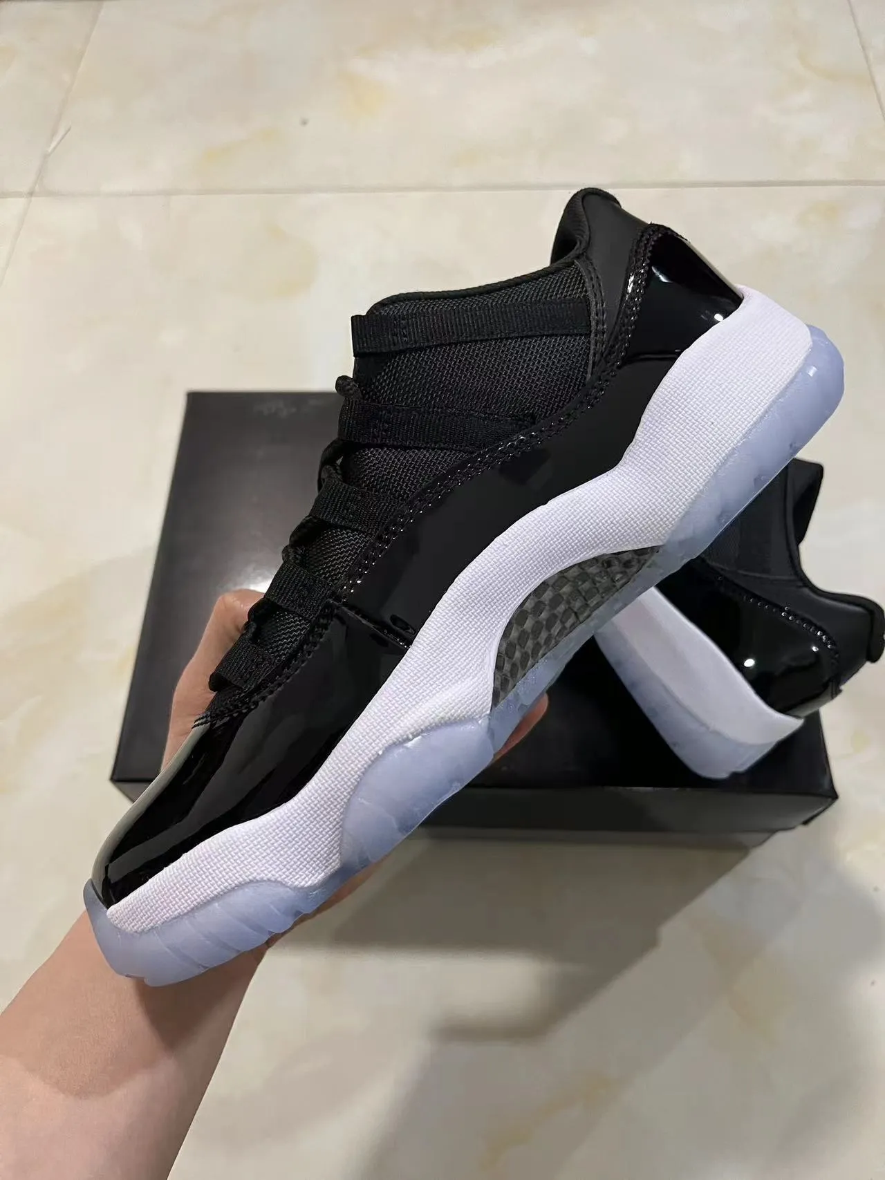 Air Jordan 11 Black White Patent Leather Basketball Shoes 9
