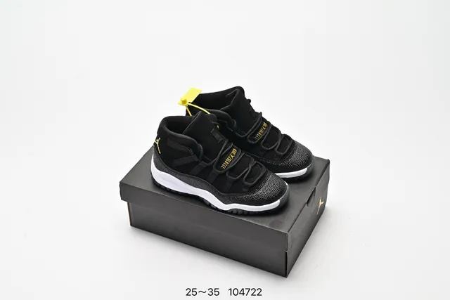 Air Jordan 11 Black White Red Laceless Strap Basketball Shoes 2