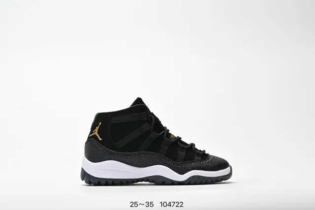Air Jordan 11 Black White Red Laceless Strap Basketball Shoes 15