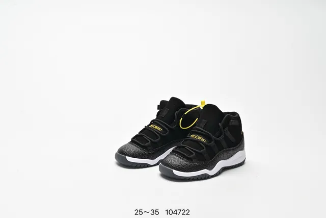 Air Jordan 11 Black White Red Laceless Strap Basketball Shoes 23