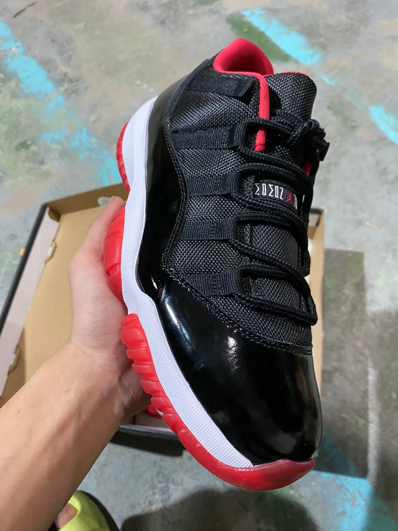 Air Jordan 11 Black White Red Patent Leather Basketball Shoes 2